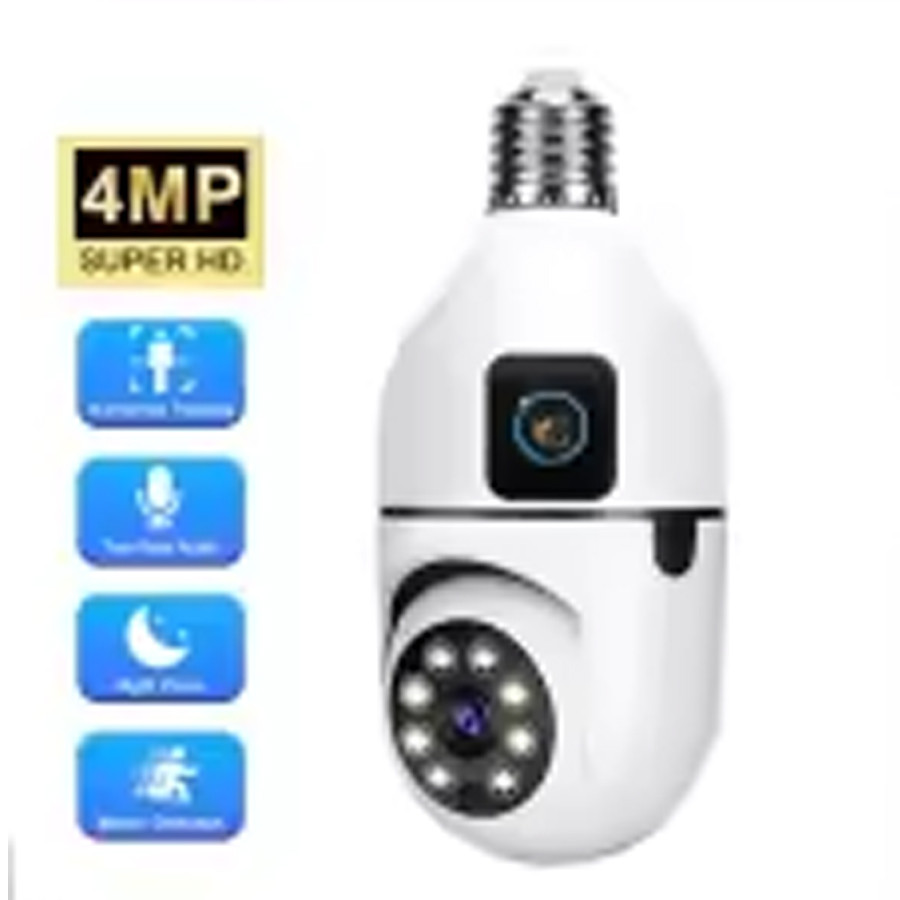 V380 Pro Dual Lens Dual Screen E27 Bulb Camera Two Ways Audio Color Night Vision Smart Home Security Wireless WIFI Indoor Camera